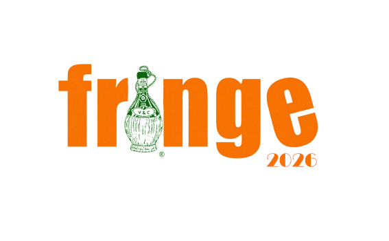 The V&C Fringe 2026 mark — the word fringe with a wicker chianti bottle as the i