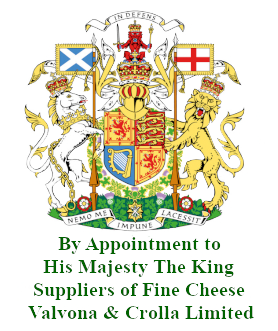 Royal Warrant crest — By Appointment to His Majesty The King, Suppliers of Fine Cheese, Valvona & Crolla Limited